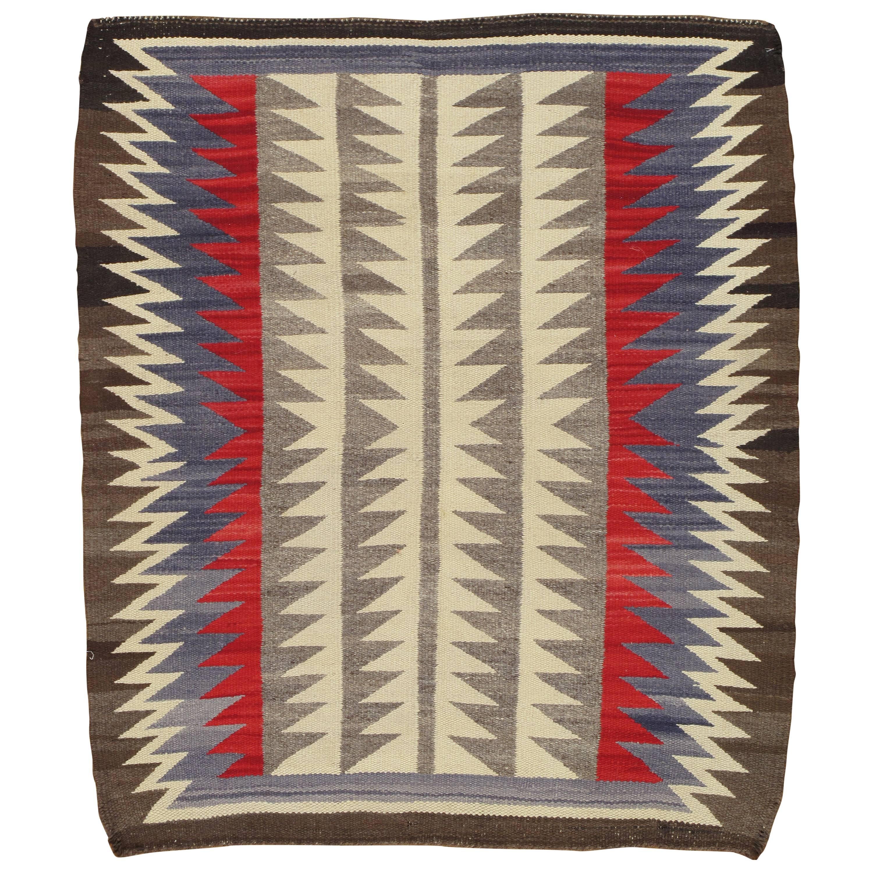 Antique Navajo Carpet, Oriental Rug, Handmade Wool Rug, Beige Color