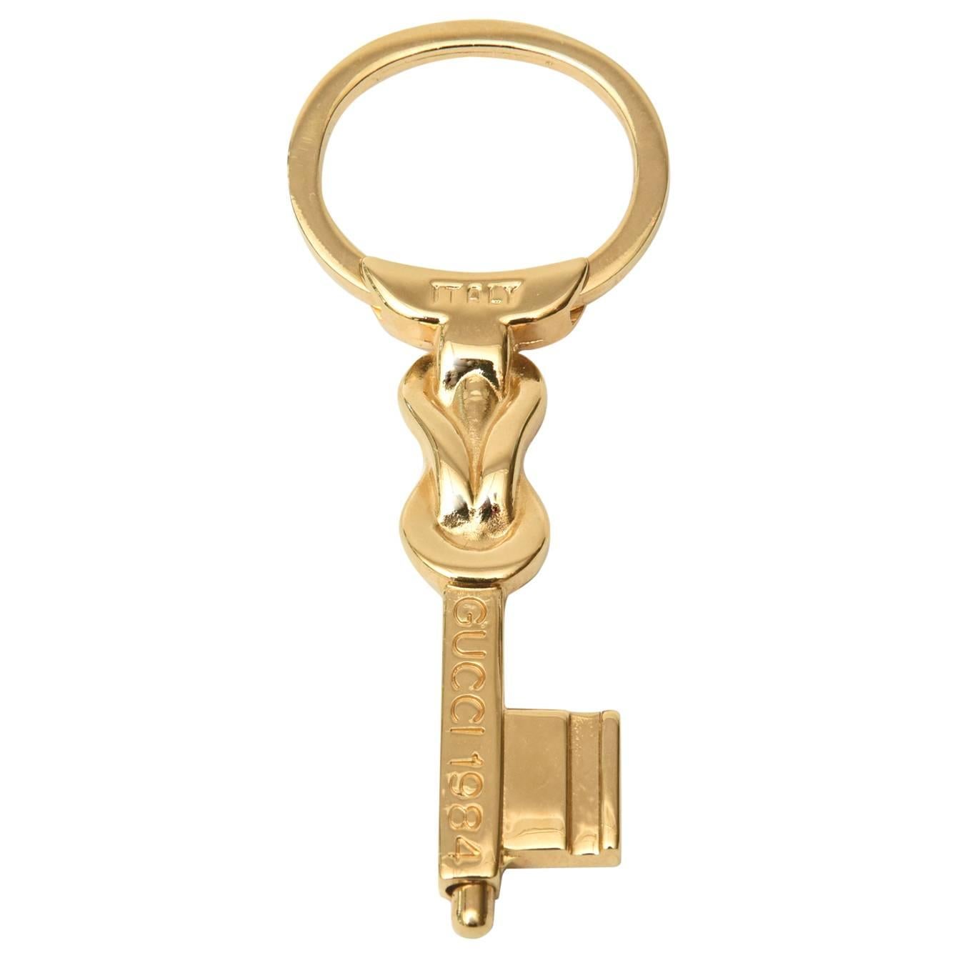 Signed Italian Gucci Gold-Plated Key Chain