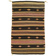 Unique Vintage Navajo Carpet, Oriental Rug Handmade Wool, Black Color