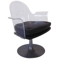 Lucite Upholstered Swivel Chair 10