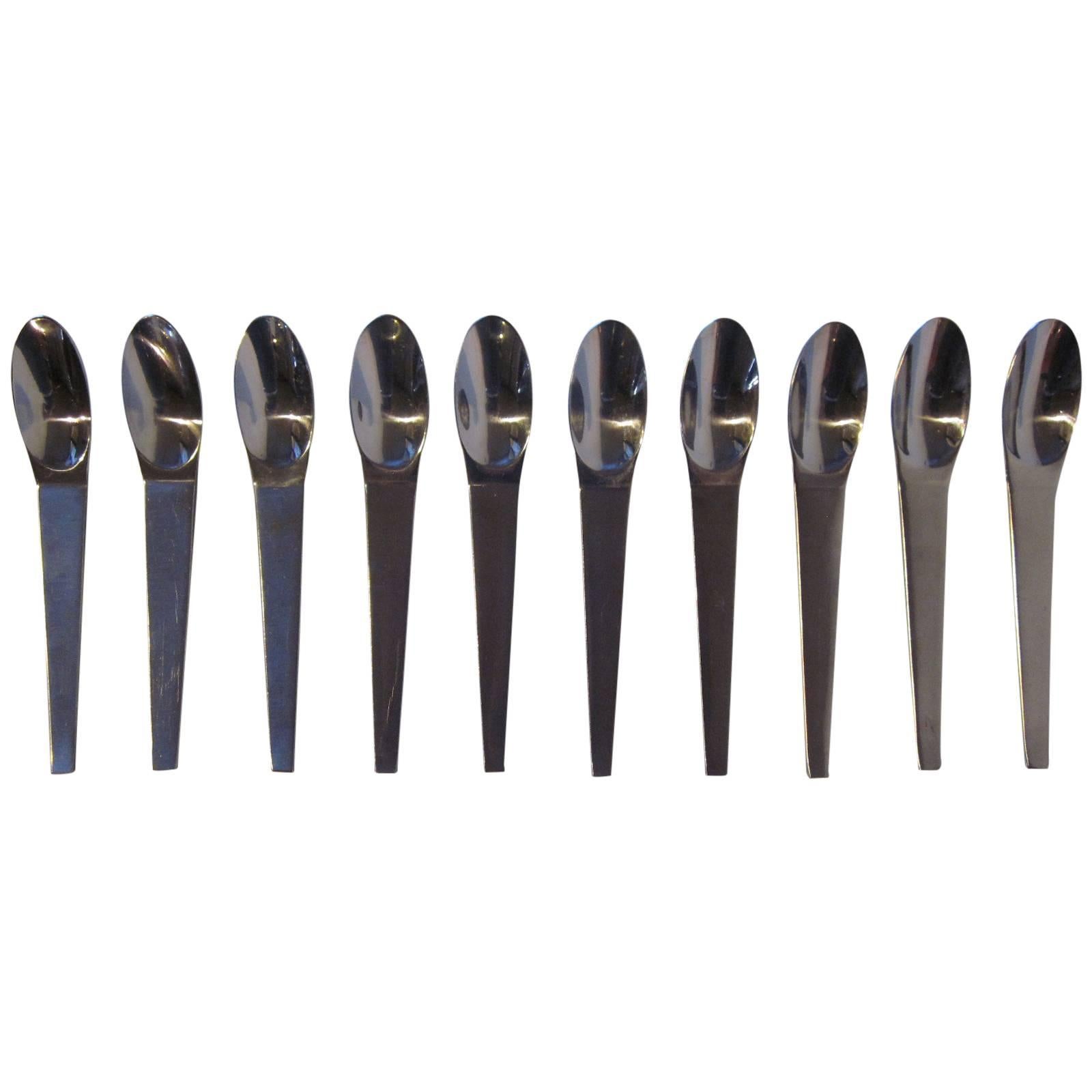 Ten Amboss Modern Designed Stainless Teaspoons by Carl Auböck