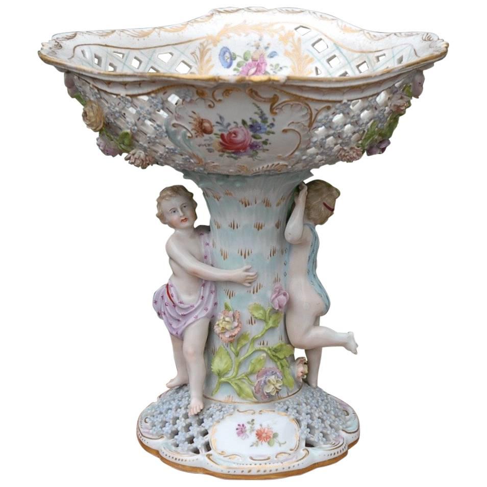 Centre de table en porcelaine baroque du 19ème siècle, bol de Carl Thieme à Potschappel