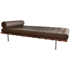 Retro Mies Van Der Rohe Barcelona Daybed for Knoll in Chocolate Brown Leather