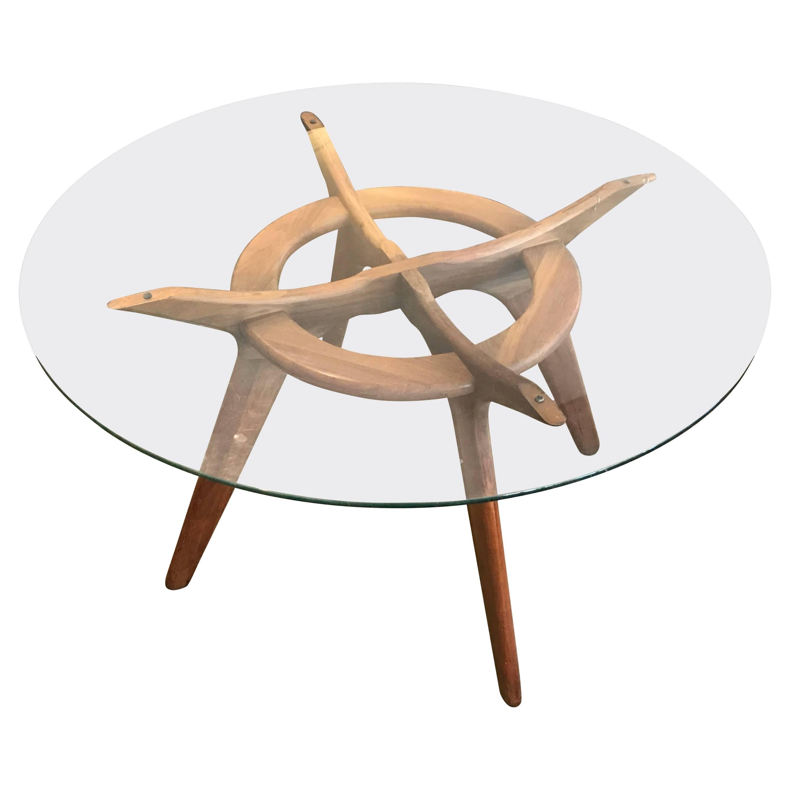 Adrian Pearsall Walnut and Glass "Compass" Dining Table