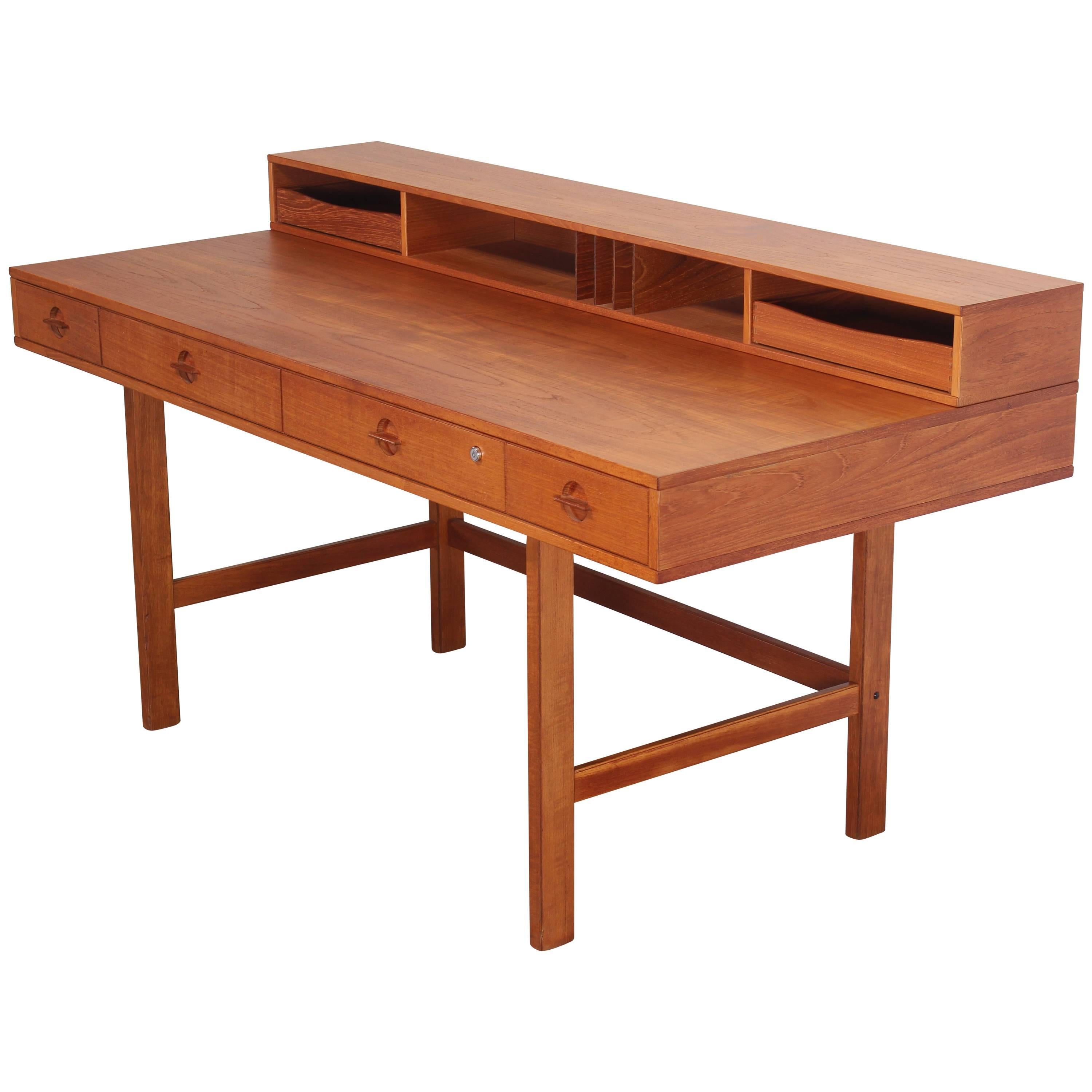 Danish Lovig Teak Wood Desk Flip Top, 1970s