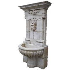 Large Carved Limestone Wall Fountain from France