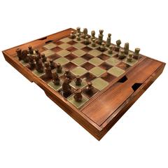 1960s Danish Modern Rosewood and Pottery Chess Set