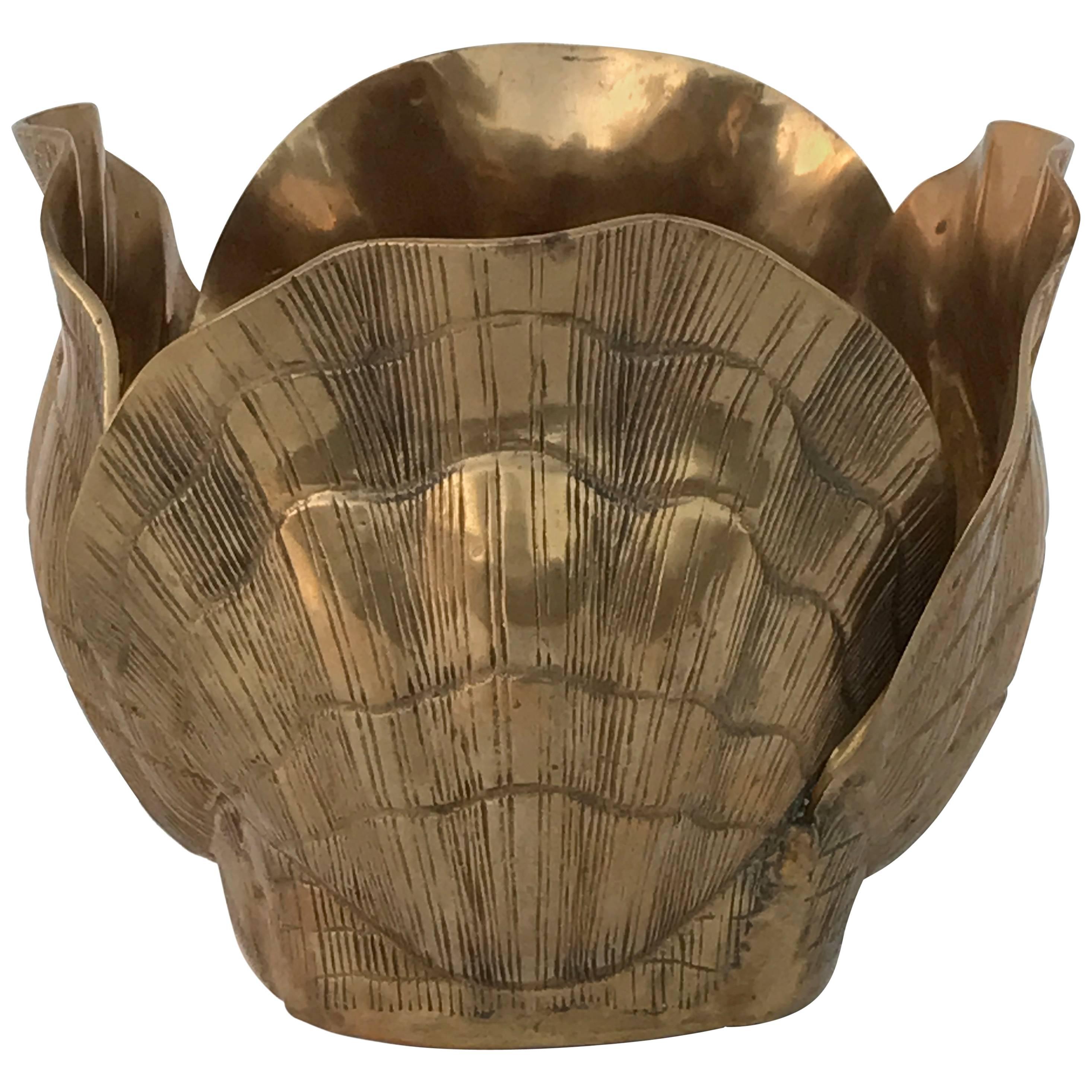  Patinated Brass Shell Planter