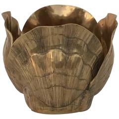 Vintage  Patinated Brass Shell Planter