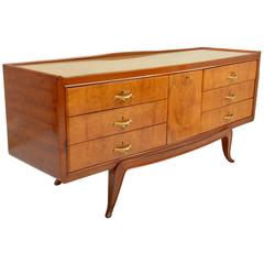 Italian 1940s Maples Burl and Walnut Chest of Drawers