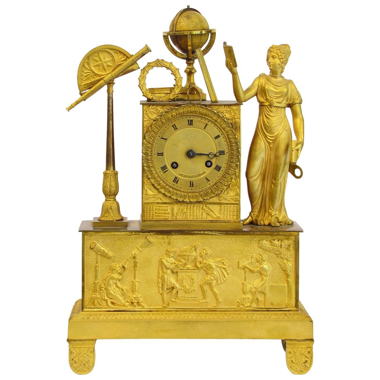 18th Century French Neoclassical Ormolu Pendulum Clock Astronomical Allegory