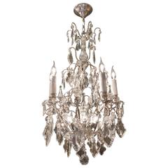 Early 20th Century Louis XV Silver Plate and Crystal Chandelier, circa 1900