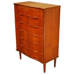 Mid-Century Modern Serpentine Teak Six-Drawer Chest, circa 1950