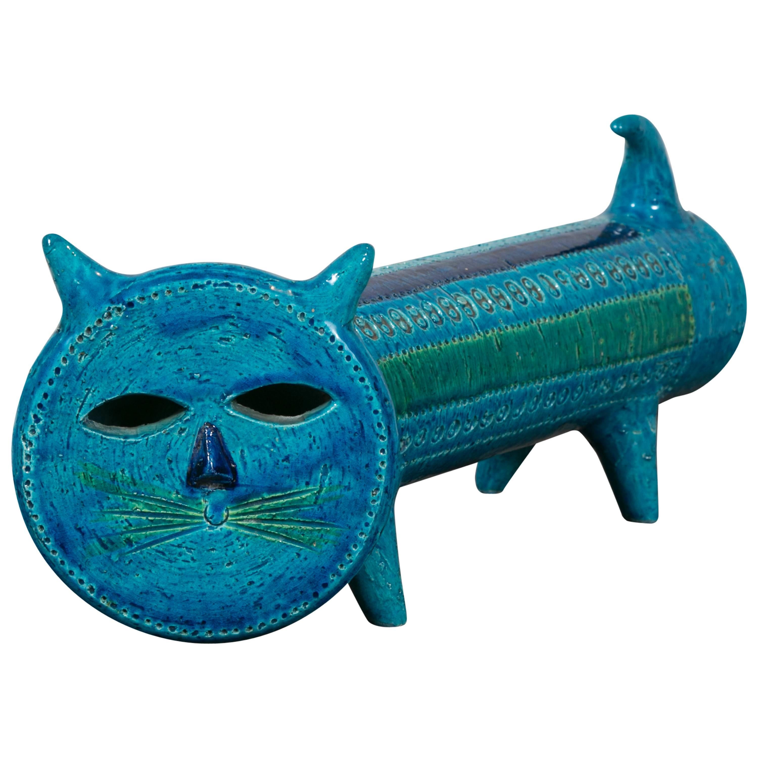 "Rimini Blue" Bitossi Ceramic Cat