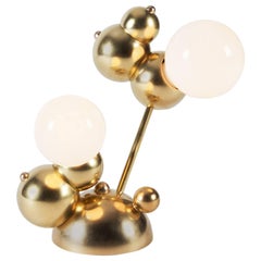 Table Bubbly 02-Light, lampe de bureau sculpturale moderne en forme de molécule, laiton satiné