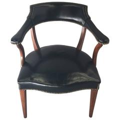 Handsome Traditional Leather and Mahogany Desk Chair