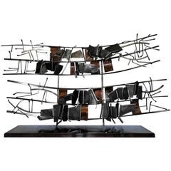 Monumental Abstract Metal Wall Sculpture by Peter Calaboyias, 1972