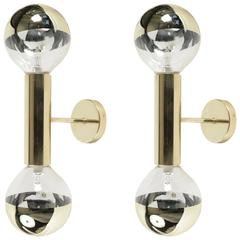 1960s Large Pair of Double Brass Sconces Attributed to Hans Agne Jakobsson 11