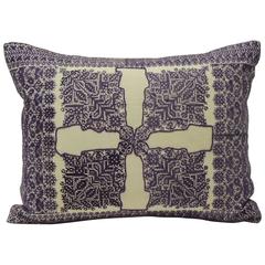 19th Century Fez Embroidery Purple Decorative Lumbar Pillow