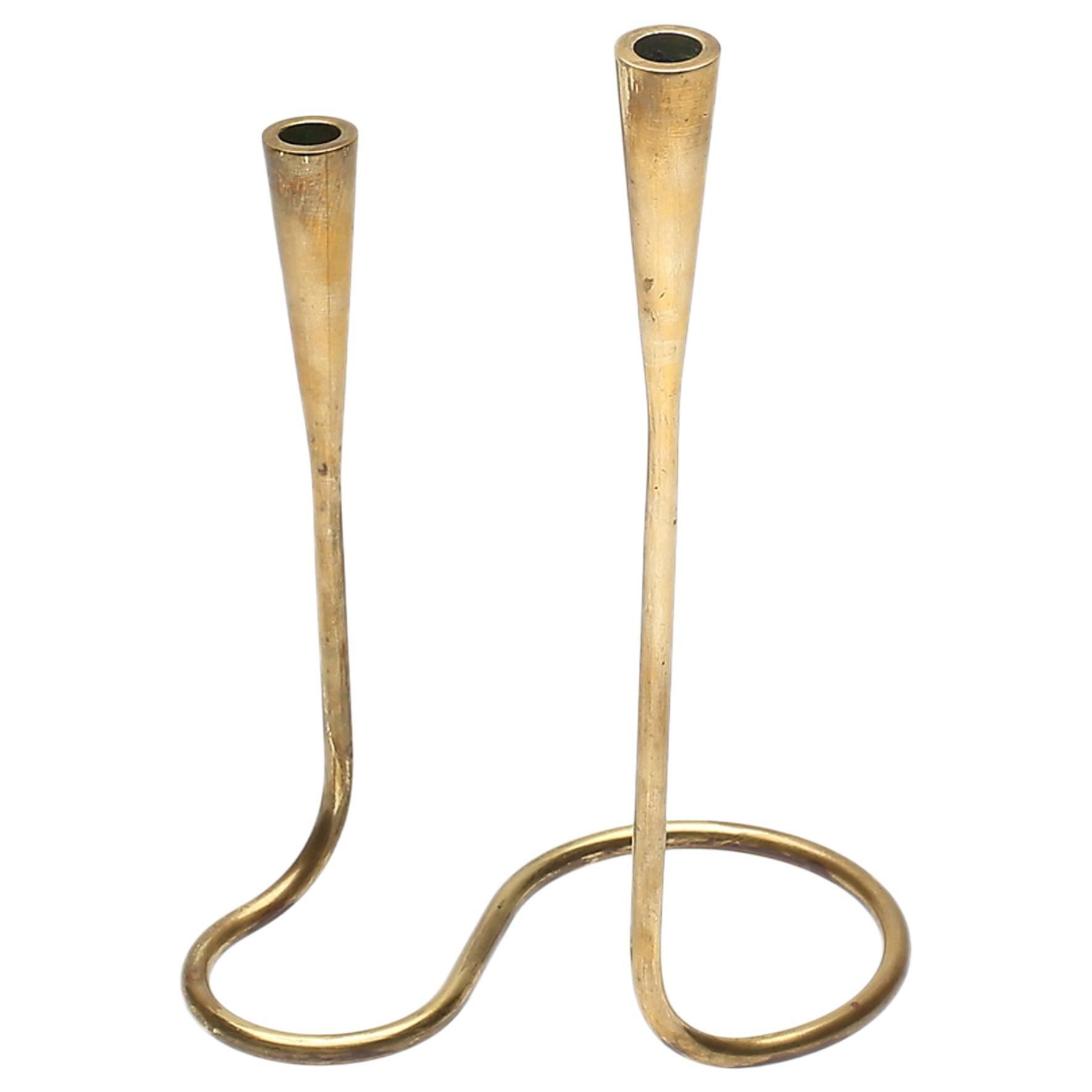 Brass Serpentine Candlestick Holder by Illums Bolighus, Denmark