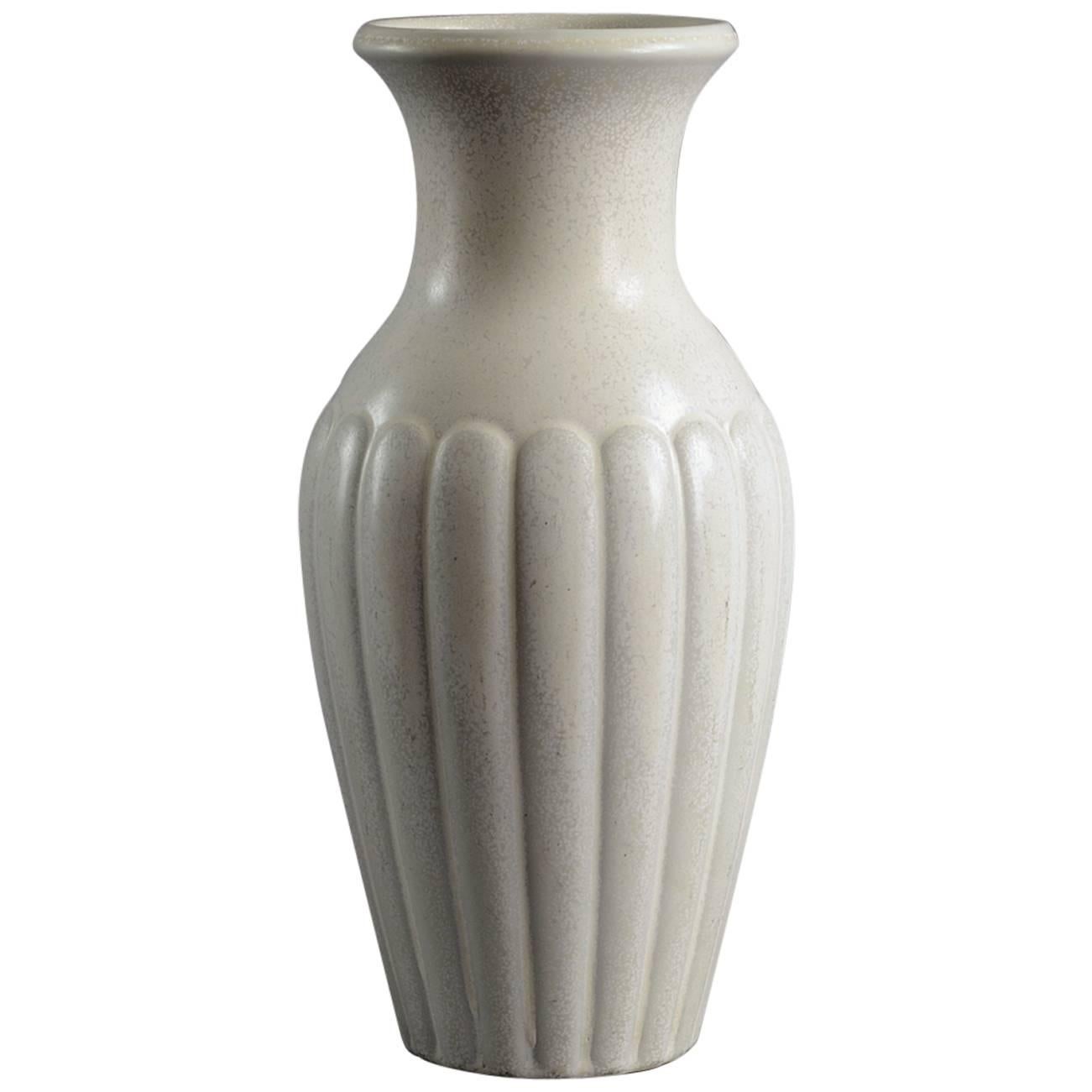 Stoneware Vase with Matte Cream Glaze by Gunnar Nylund for Rorstrand, Sweden For Sale