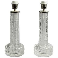 Pair of Clear Glass Table Lamps by Carl Fagerlund for Orrefors