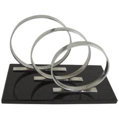 English Art Deco Desk Letter Rack in Chrome and Black Vitrolite. 3