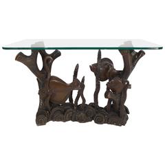 Vintage Bronze and Glass Top Console Table 8