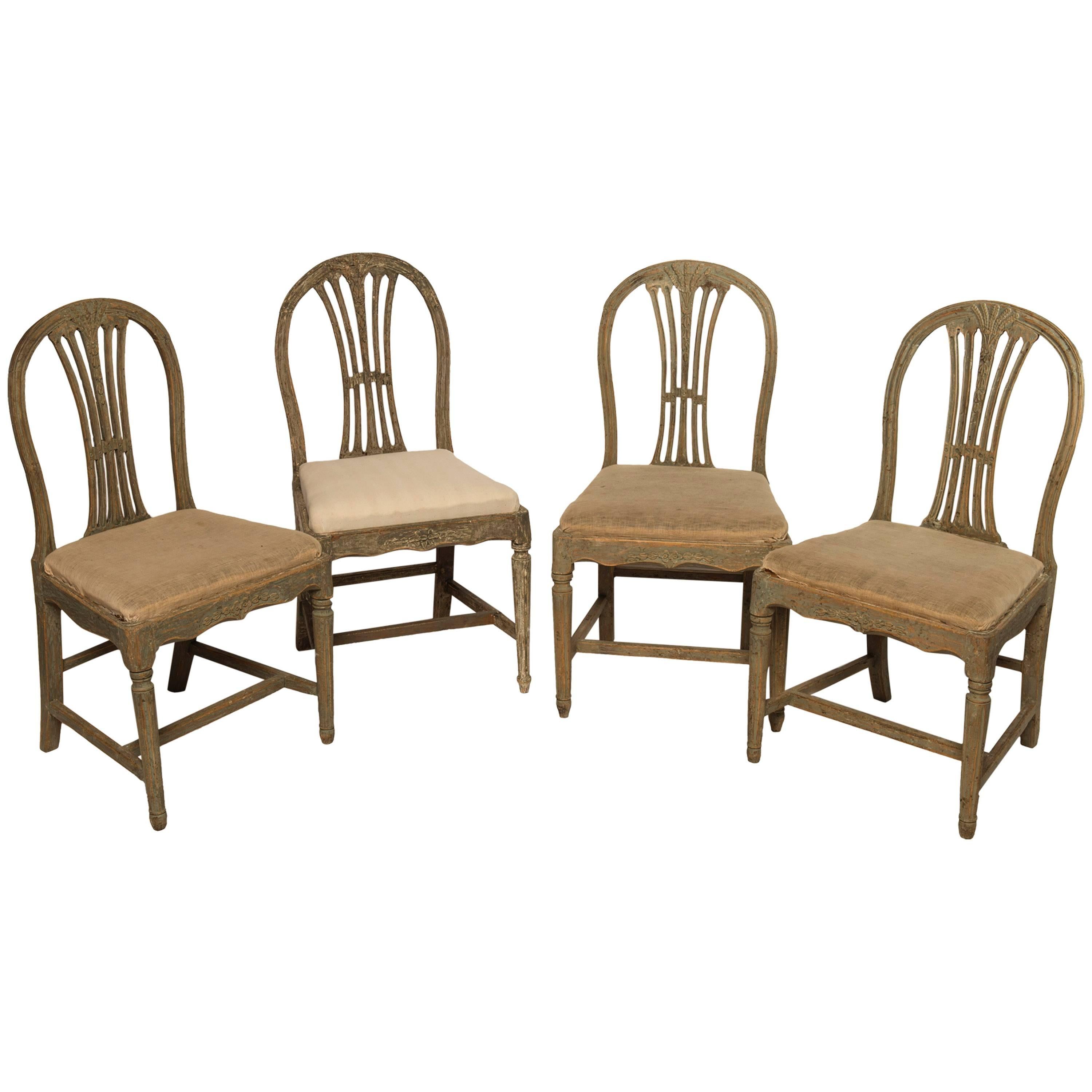 Matched Set of Four Gustavian Dining Chairs