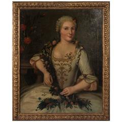 Original Antique 19th Century Oil Painting Portrait of a Young Lady
