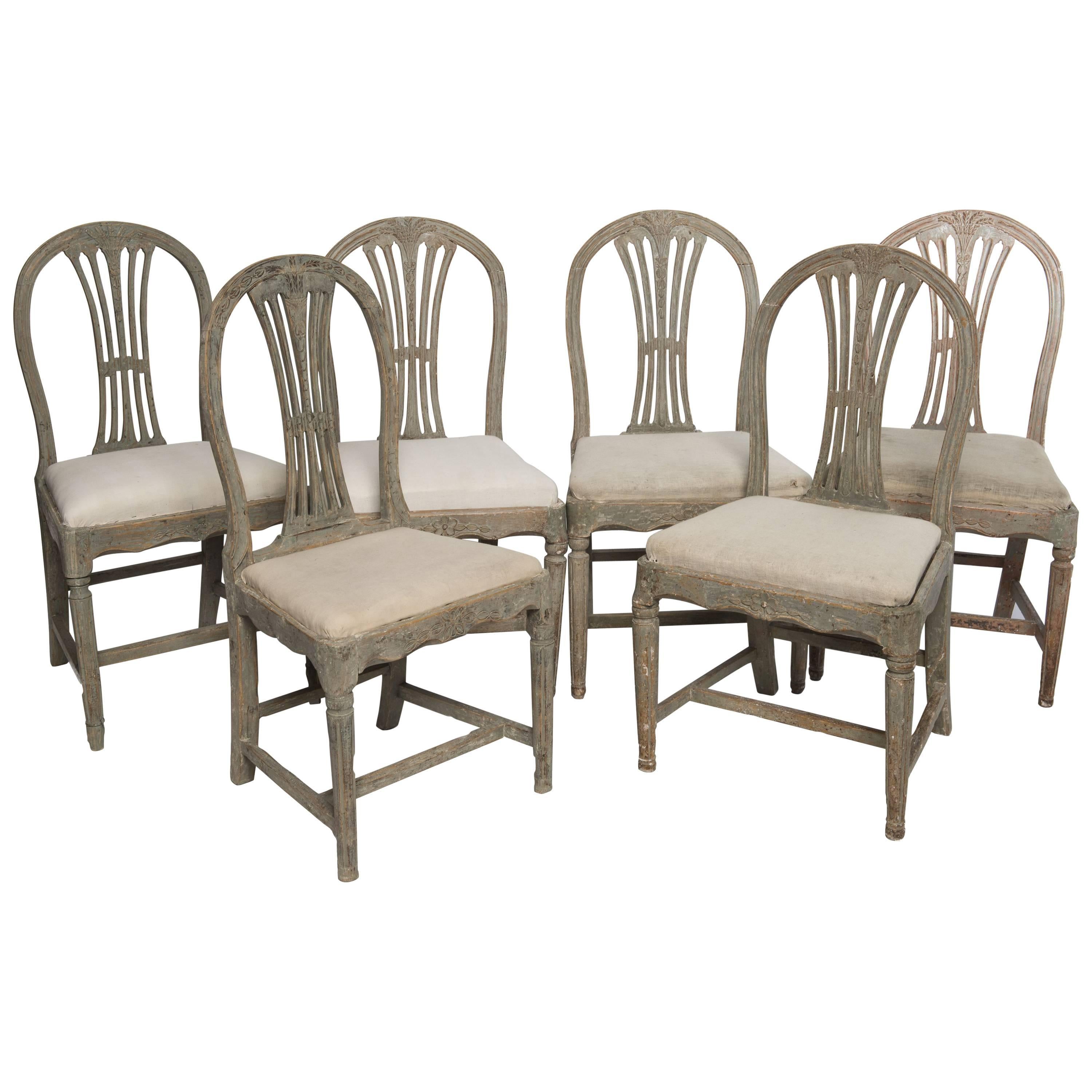 Set of Six Gustavian Chairs