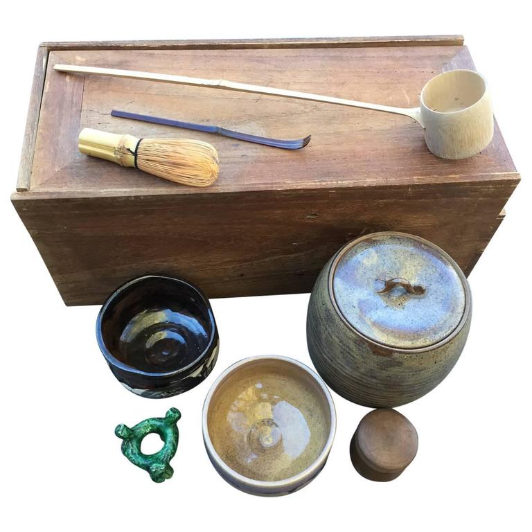 Japan Fine Old Tea Ceremony Set Complete in Original Collector Box at