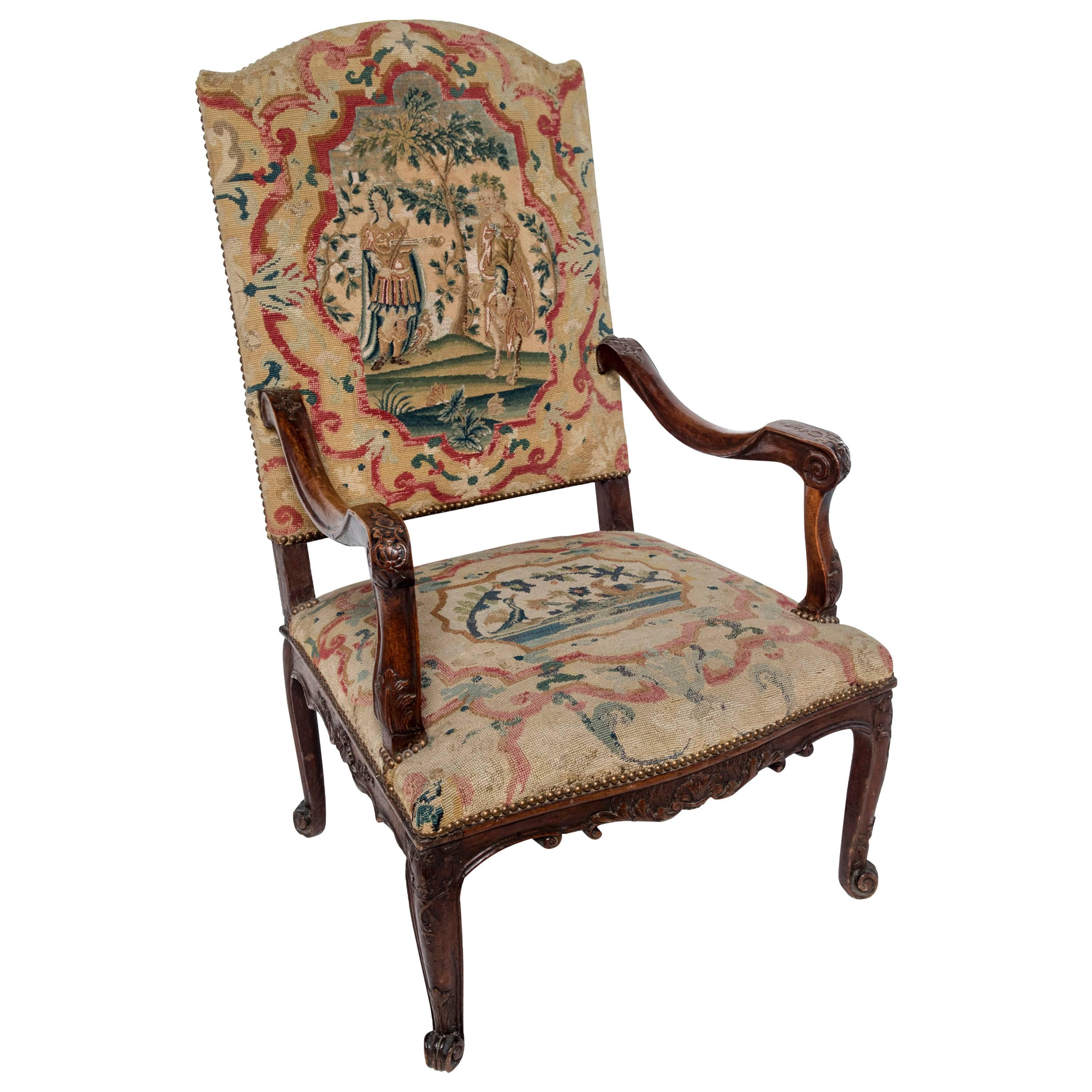 Regency Fauteuil with Petit Point Upholstery For Sale