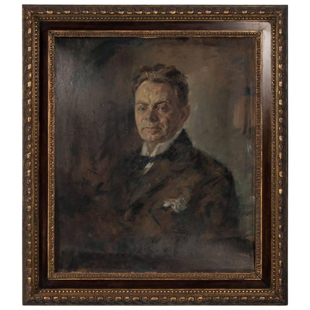 Original Antique Oil on Canvas Painting Portrait of a Gentleman