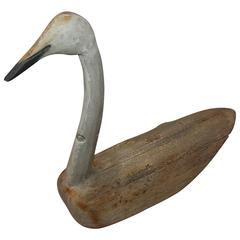 Vintage 1930s Signed and Dated Hand-Carved Goose Decoy from Diamond, Missouri