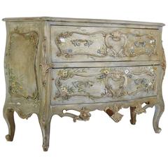 Italian Decorated Bombe Chest Hand-Painted