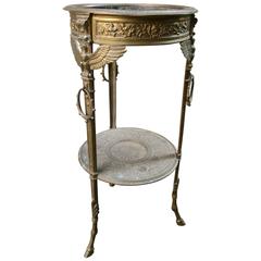 19th Century French Empire Brass Two-Tiered Jardiniere with Eagle and Hoof