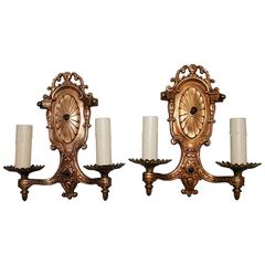 Elegant Pair of 1920s Bronze Sconces 5