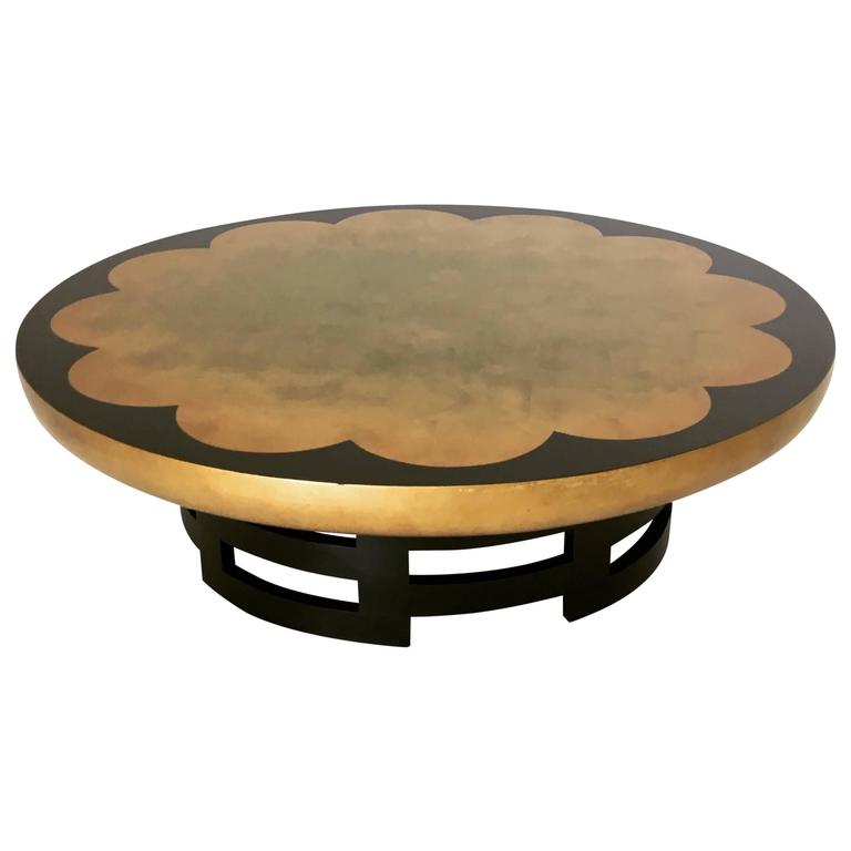 Gold Leaf Lotus Coffee Table By Muller And Barringer For Kittinger Gold Leaf Lotus Coffee Table By Muller Barringer For Kittinger