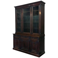19th Century Grand French Renaissance Hand-Crafted & Carved Bookcase, ca. 1870s