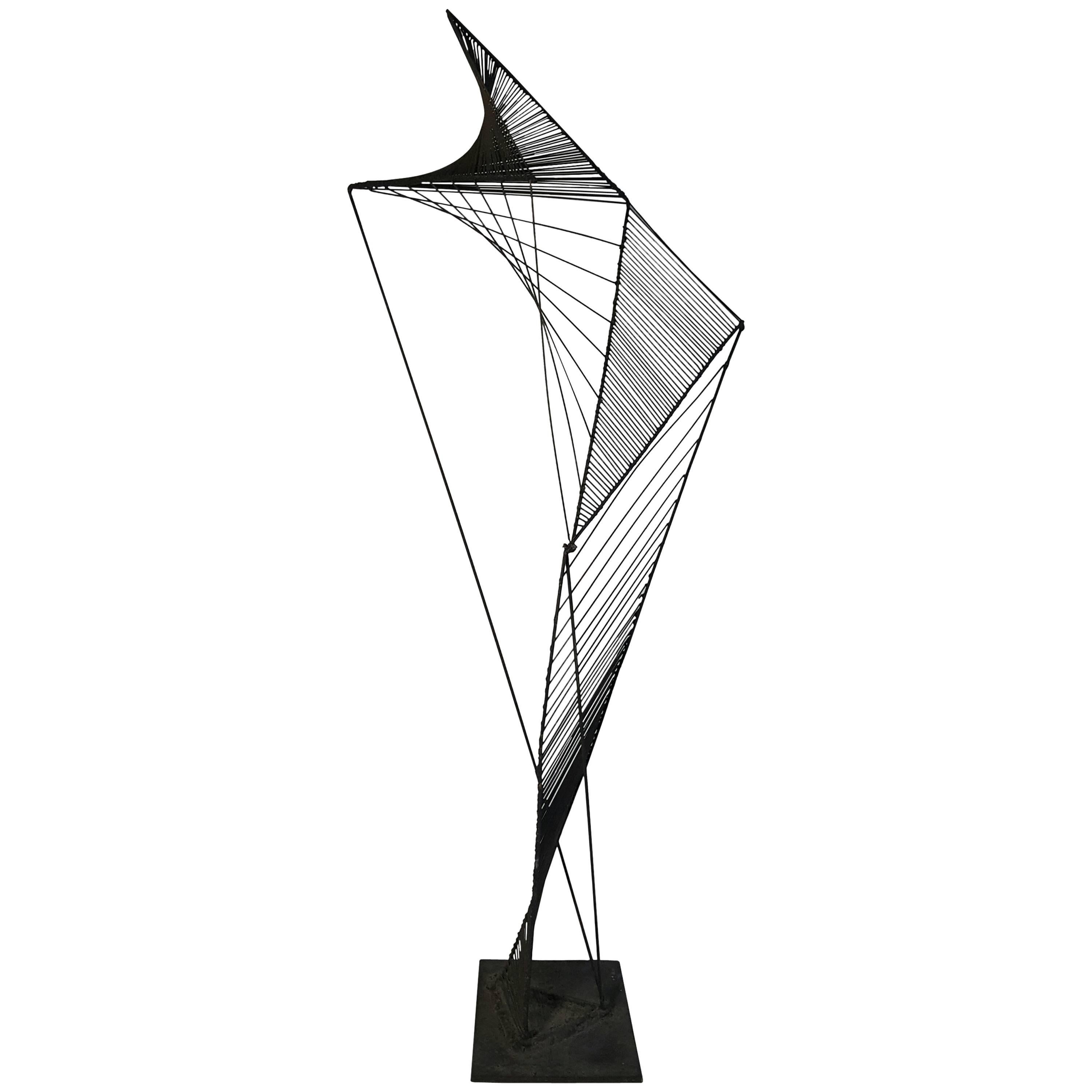 Modern Abstract Architectural Wire Iron Sculpture Manner of Roy Gussow For Sale