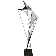 Modern Abstract Architectural Wire Iron Sculpture Manner of Roy Gussow