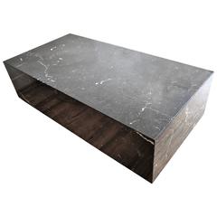 Vintage Mid-Century Modern Italian Black Marble Rectangle Low Coffee Table