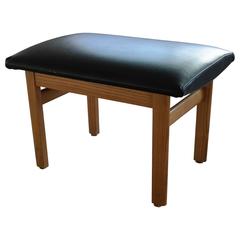 Vintage 1960s Footstool in Beech and Vinyl by Finn Juhl for France & Søn