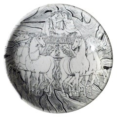 Vintage Piero Fornasetti Black and White Ashtray of a Roman Chariot