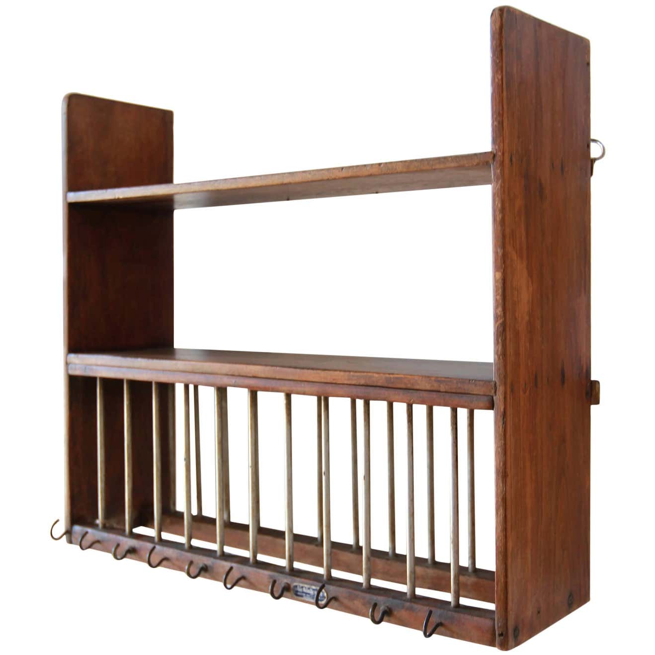 Rustic Wall Hanging Dish Rack at 1stDibs