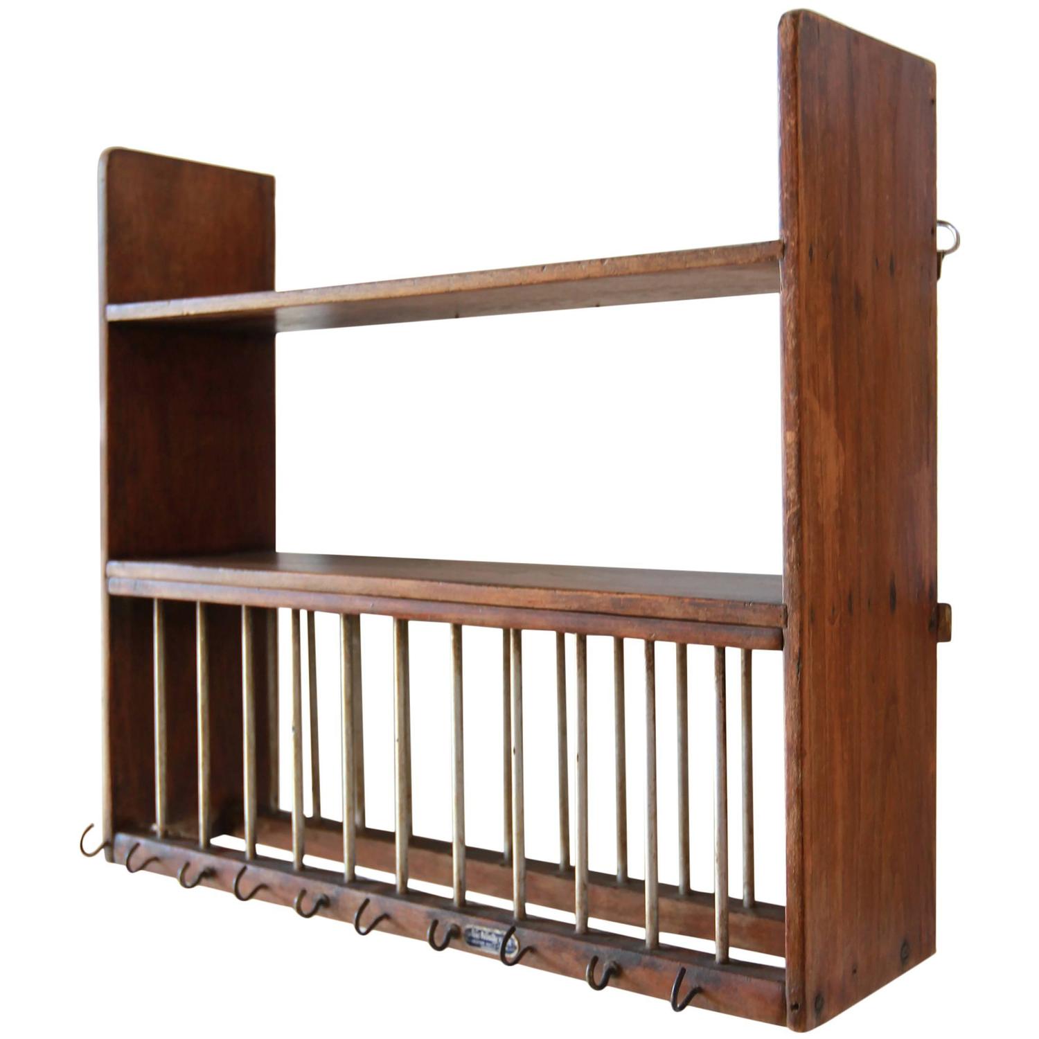 Rustic Wall Hanging Dish Rack For Sale at 1stdibs