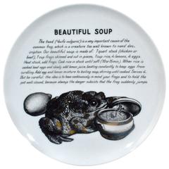 Vintage Piero Fornasetti Porcelain Recipe Plate, Beautiful Soup