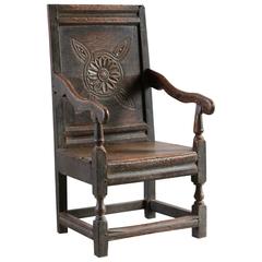 Early American Armchair with Dark Stain, circa 18th Century