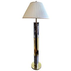 Chrome and Brass Column Floor Lamp